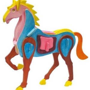 3d drvena slagalica konj obojeno
