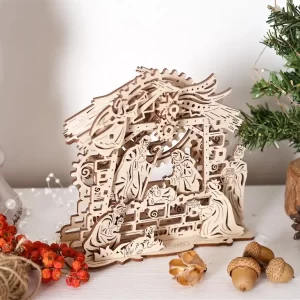 3d model božićne jaslice uz božićni dekor