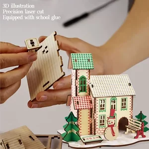 3d slagalica zimska koliba u rukama