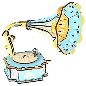 fonograf na beloj podlozi , pogled sa strane 3d puzzle