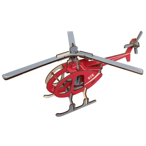 3d drvena slagalica crveni helikopter