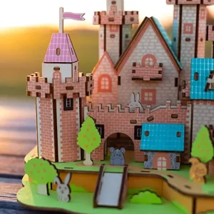 rajski zamak 3d drvena slagalica na stolu