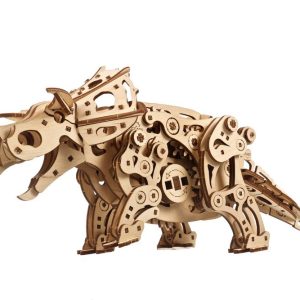 triceratops 3d slagalica , na beloj podlozi s leve strane