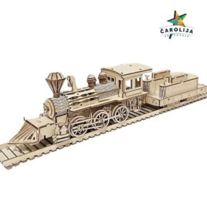 Drveni model parne lokomotive Steam Train u prirodnoj boji drveta