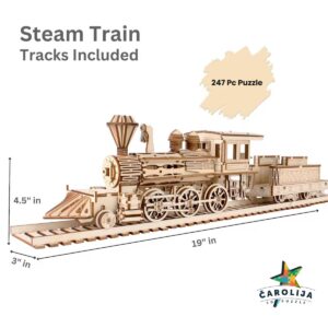 Dimenzije i kompletan izgled slagalice Steam Train 247 delova sa šinama